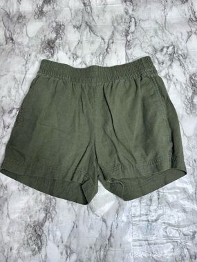 Old Navy Linen Blend Olive Green Casual Elastic Waist Shorts small comfort